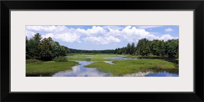 Reflection of clouds in a river, Moose River, Adirondack Mountains, Old Forge, Herkimer County, New York State