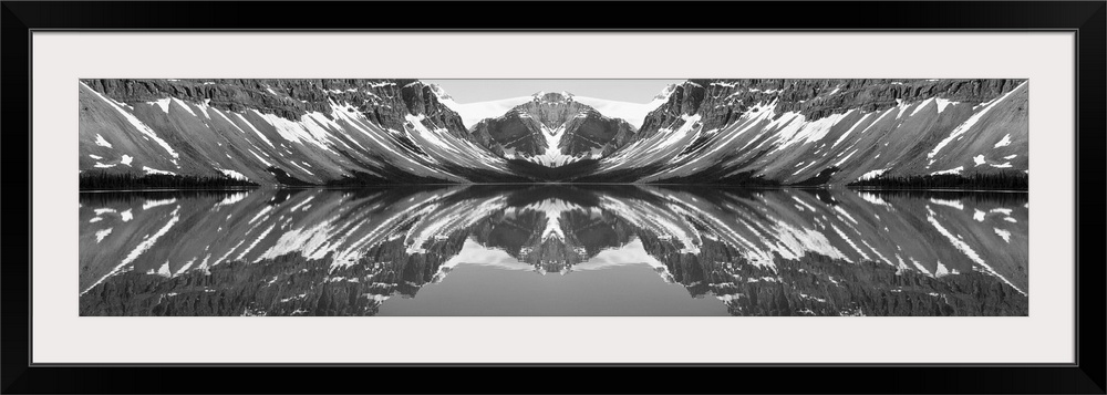 Reflection of mountains in a lake, Bow Lake, Banff National Park, Alberta, Canada