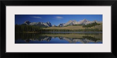 Reflection of mountains in water, Sawtooth Mountains, Redfish lake, Sawtooth National Recreation Area, Sequoia National Park, Idaho