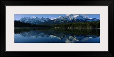 Reflection of mountains on water, Herbert Lake, Banff National Park, Alberta, Canada