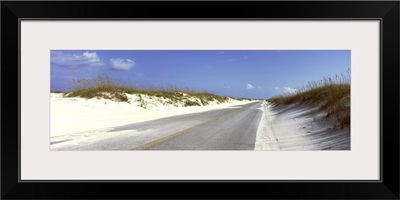 Road passing through sand dunes, Gulf Islands National Seashore, Pensacola, Florida