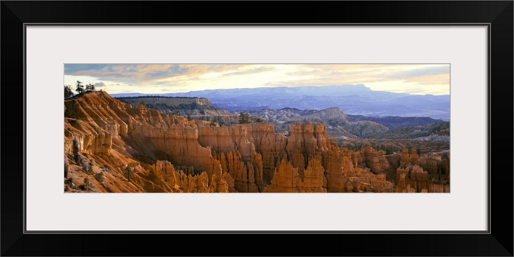 Rock formations in a canyon from Sunrise Point, Bryce Amphitheater, Bryce Canyon National Park, Utah, USA.