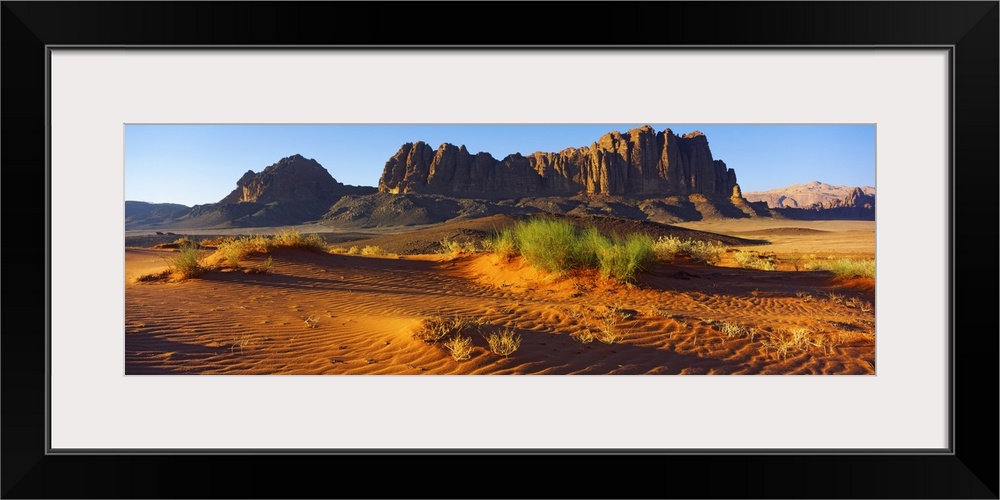 Rock formations in a desert, Jebel Qatar, Wadi Rum, Jordan