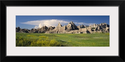 Rock formations on a landscape, Badlands National Park, South Dakota