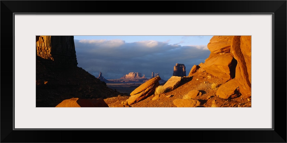 Rock formations on a landscape, Valley of the Gods, San Juan County, Utah