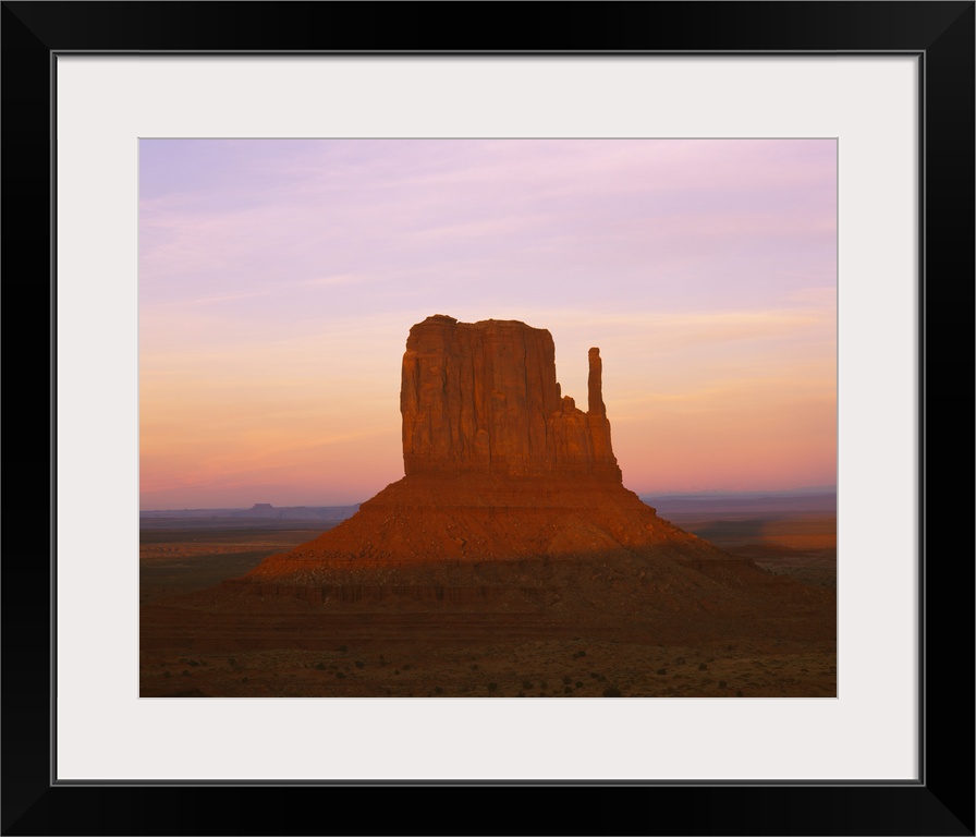 Rock formations on a landscape, West Mitten, Monument Valley Tribal Park, Navajo, Arizona