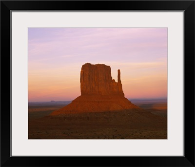 Rock formations on a landscape, West Mitten, Monument Valley Tribal Park, Navajo, Arizona