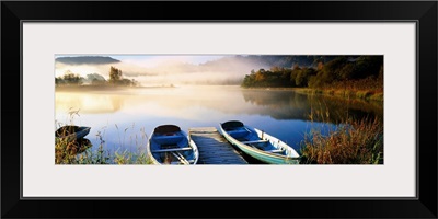 Rowboats at the lakeside, English Lake District, Grasmere, Cumbria, England