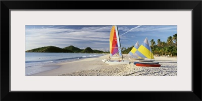 Sail boats on the beach, Antigua, Caribbean Islands