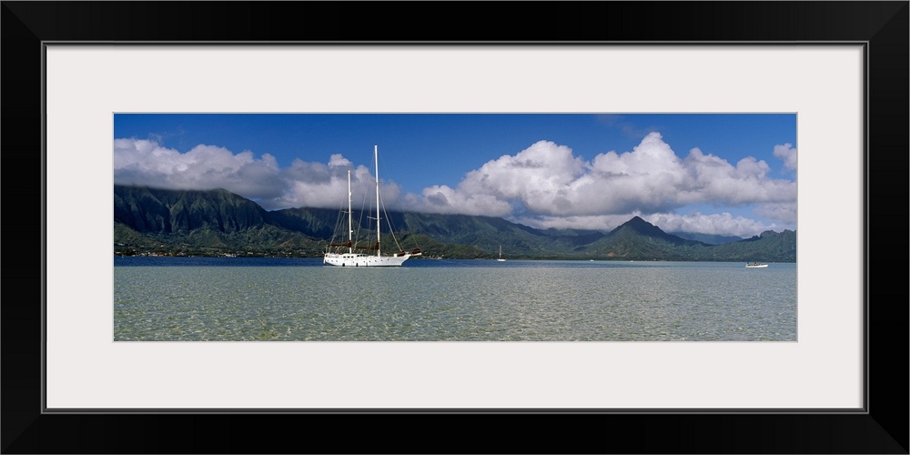 Sailboat in a bay, Kaneohe Bay, Oahu, Hawaii