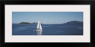 Sailboat sailing in the sea, San Juan, Washington State