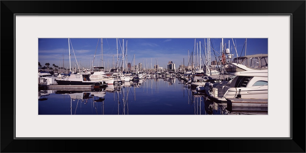 Sailboats at a harbor, Long Beach, Los Angeles County, California, USA