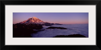 Sea of clouds with mountains in the background, Mt Rainier, Pierce County, Washington State,