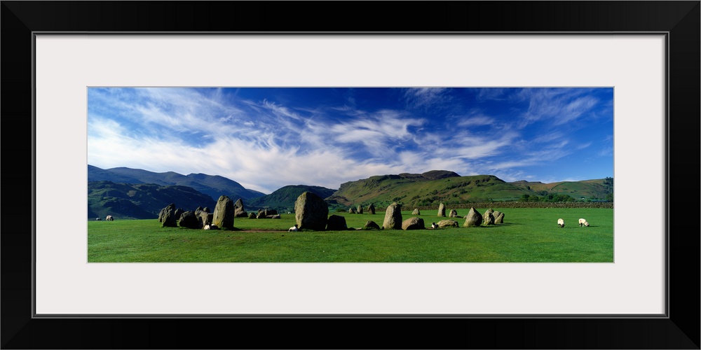 Sheeps Grazing In A Pasture Castlerigg Stone Circle Keswick Lake District Cumbria England United Kingdom