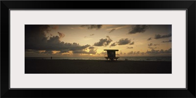 Silhouette of a lifeguard hut on the beach South Beach Miami Beach Miami Dade County Florida