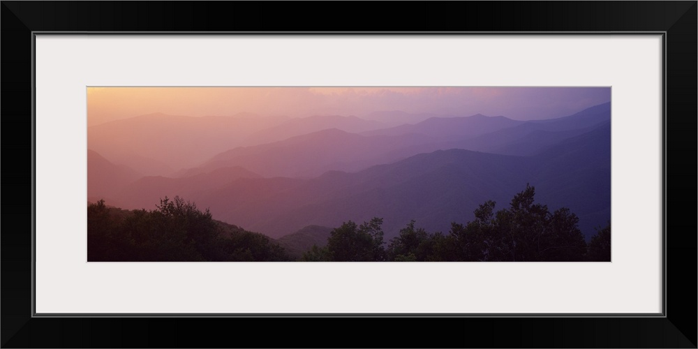 Silhouette of mountains at dusk, Blue Ridge Parkway, North Carolina,