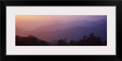 Silhouette of mountains at dusk, Blue Ridge Parkway, North Carolina,