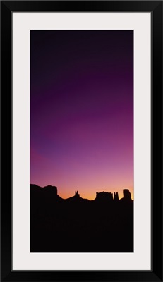 Silhouette of rock formations, Monument Valley Tribal Park, Arizona-Utah