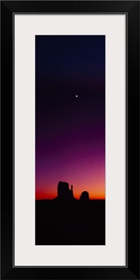 Silhouette of rock formations, The Mittens, Monument Valley, Arizona