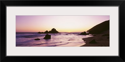 Silhouette of rocks at sunset, Pfeiffer Beach, Big Sur, California