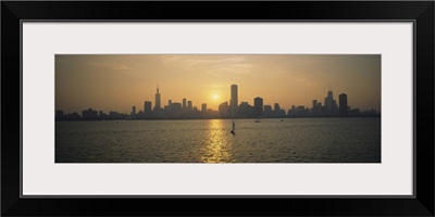 Silhouette of skyscrapers at the waterfront, Chicago, Cook County, Illinois