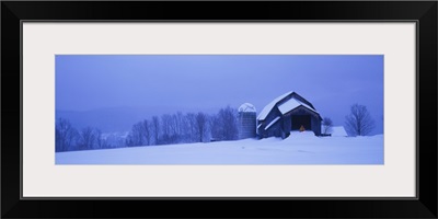 Silo on a snowcapped landscape, Vermont, New England