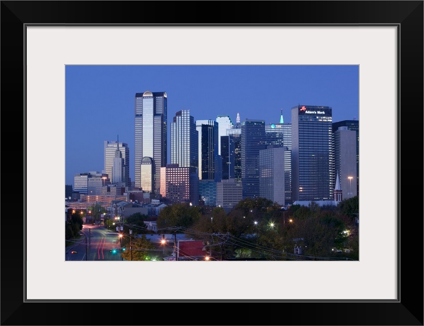 Skyscraper in a city at dawn from the Northeast , Dallas, Texas