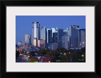 Skyscraper in a city at dawn from the Northeast , Dallas, Texas