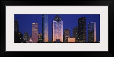 Skyscrapers lit up at night, Houston, Texas