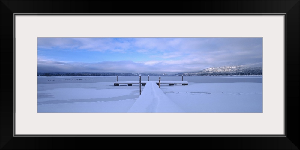 Snow covered pier, McCall, Valley County, Idaho