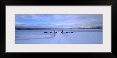 Snow covered pier, McCall, Valley County, Idaho