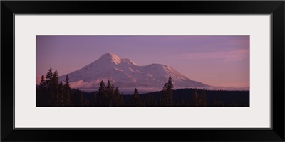 Snowcapped mountain at dusk, Mt Shasta, California