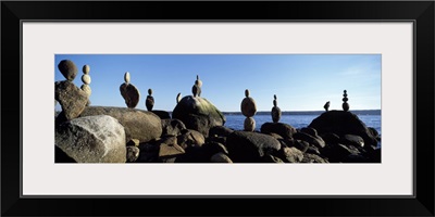 Stacked rocks on the beach, Stanley Park, Vancouver, British Columbia, Canada