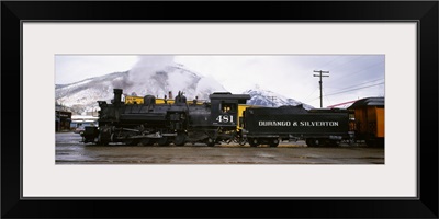 Steam train on railroad track, Durango and Silverton Narrow Gauge Railroad, Colorado