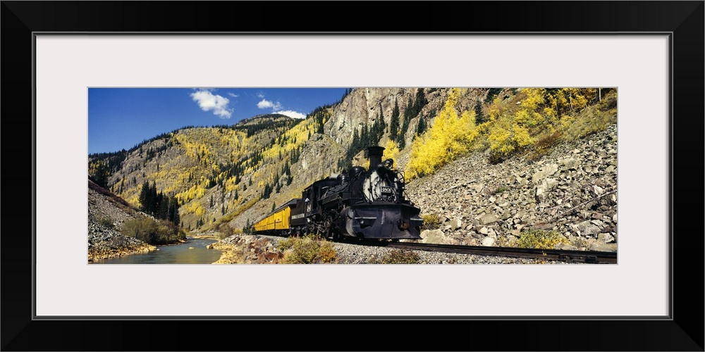 Steam train on railroad track, Durango And Silverton Narrow Gauge Railroad, Silverton, Colorado