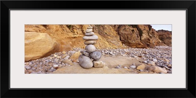 Stone sculpture on the beach, San Mateo County, California