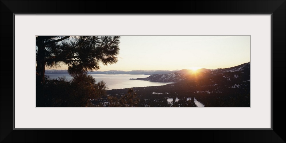 Sunrise over a mountain, Lake Tahoe, Californian Sierra Nevada, California