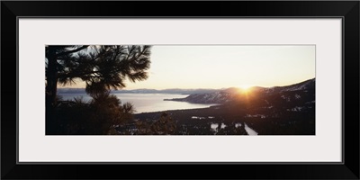 Sunrise over a mountain, Lake Tahoe, Californian Sierra Nevada, California