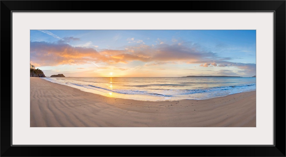 Sunrise over the sea, Tenby, Pembrokeshire, Wales