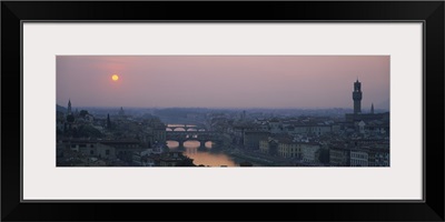 Sunset over a city, Florence, Tuscany, Italy
