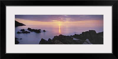Sunset over the sea, Putsborough, Woolacombe, North Devon, Devon, England