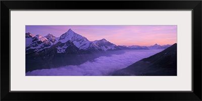 Switzerland, Swiss Alps, Aerial view of clouds over mountains