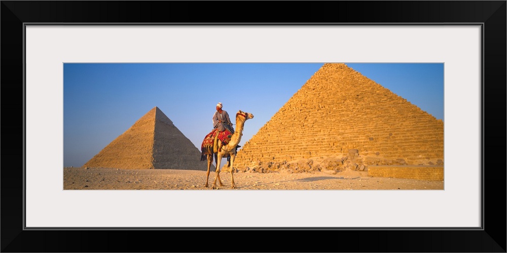 The Great Pyramids With Camel Rider Giza Egypt