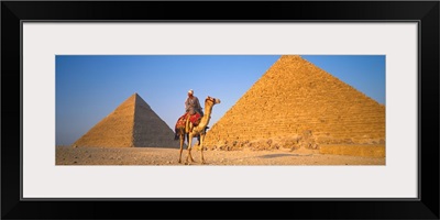 The Great Pyramids With Camel Rider Giza Egypt