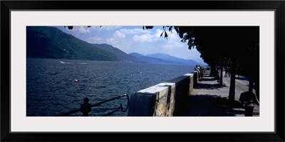 Tourists at the lakeside, Lake Maggiore, Cannobio, Italy