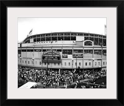 Tourists outside a baseball stadium at opening night, Wrigley Field, Chicago