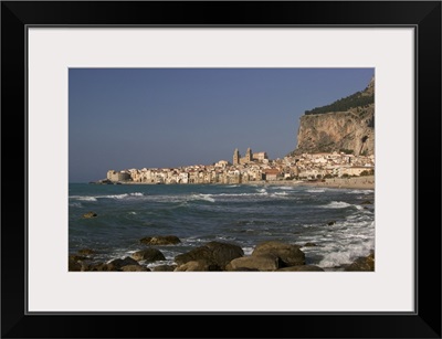 Town at the waterfront, Cefalu, Sicily, Italy