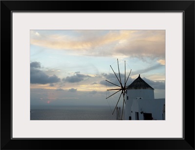 Traditional windmill on the coast, Oia, Santorini, Cyclades Islands, Greece