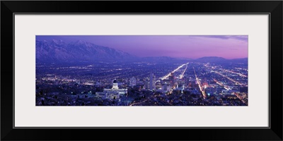 Utah, Salt Lake City, aerial, night