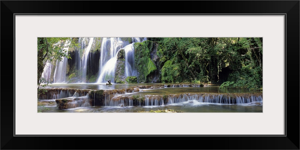 Waterfall in a forest, Cuisance Waterfall, Jura, Franche Comte, France